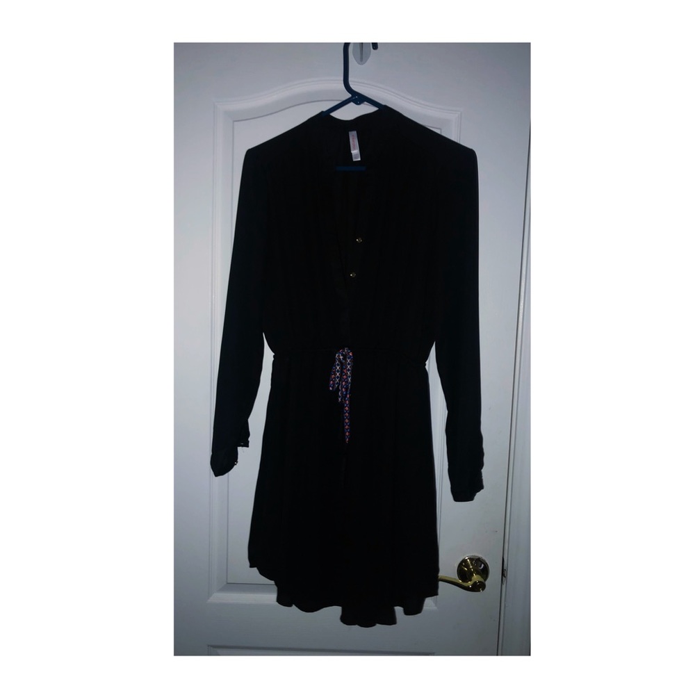 *Brand New* Black Chiffon Long Sleeve Short Dress